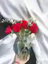 Jarron De Rosas Rojas Y Eucalipto