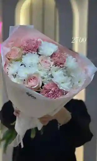 Bouquet De Rosas Con Clavel Y Crisantemos
