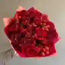 Bouquet Rojo Con Rosa Y Margarita