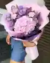 Bouquet Morado De Hortencia Y Rosas