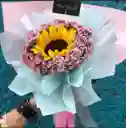 Bouquet De Girasol Y Gypsophila Morada
