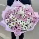 Bouquet De Margarita Blanca Y Morada