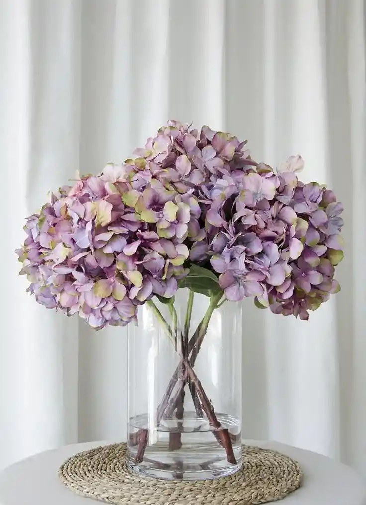 Jarrón De Hortencias Moradas