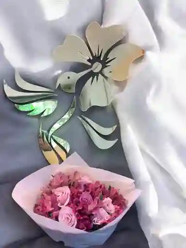 Bouquet De Rosas Rosadas Con Astromelias Rosadas