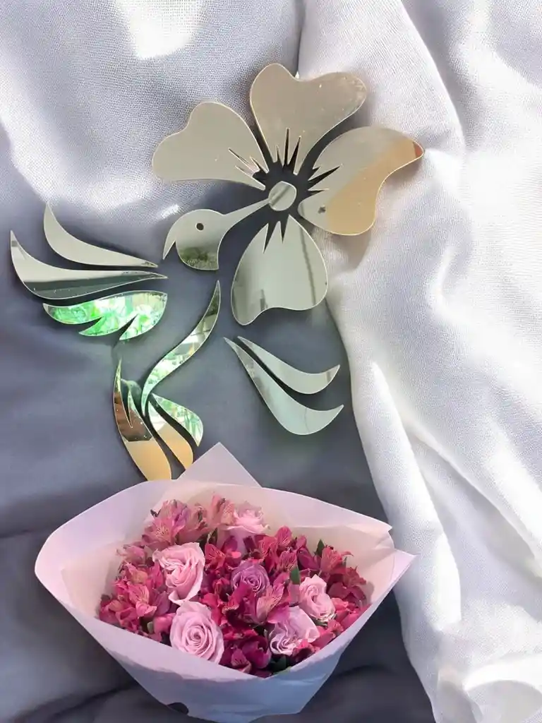 Bouquet De Rosas Rosadas Con Astromelias Rosadas