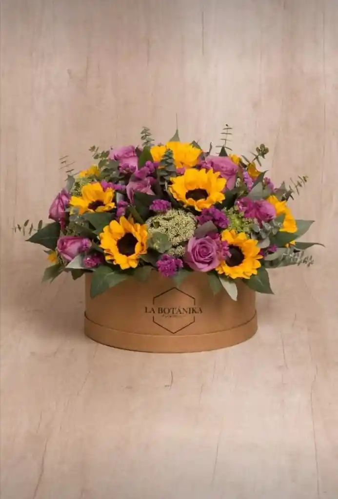 Caja De Girasol Mini Rosa Morada