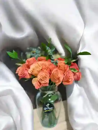 Jarron De Rosas Naranjas