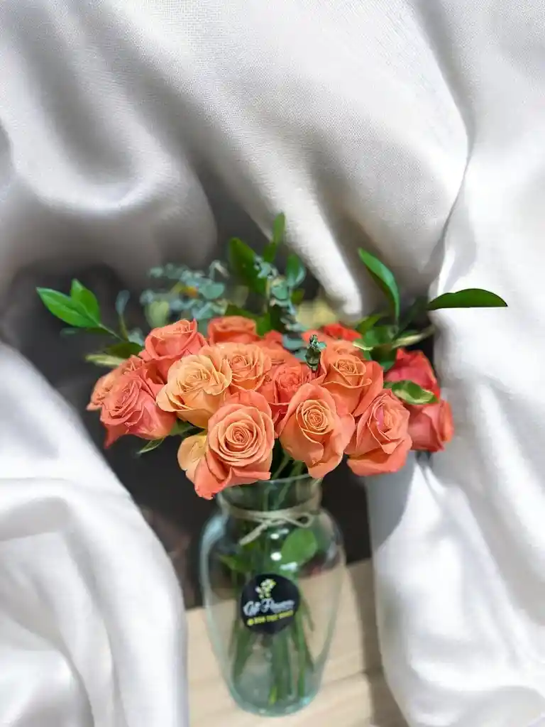 Jarron De Rosas Naranjas