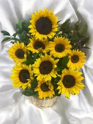 Canasta Con Girasoles Y Ruscus.
