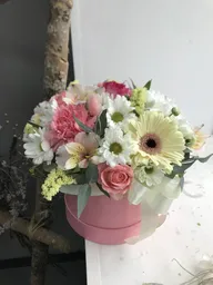 Caja De Margarita Con Gerbera Clavel Y Rosa
