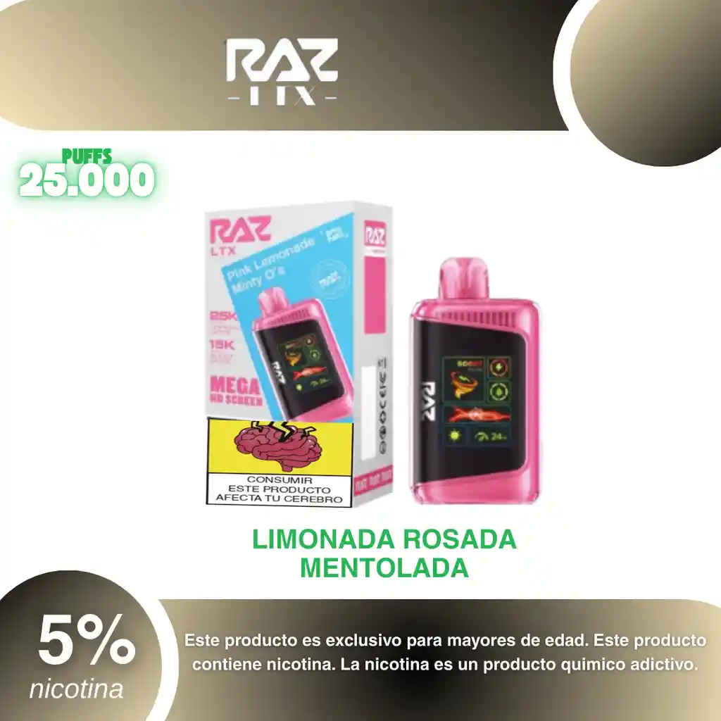 Vape Raz Ltx 25.000 Pufs, Pink Lemonade Minty O´s 5%