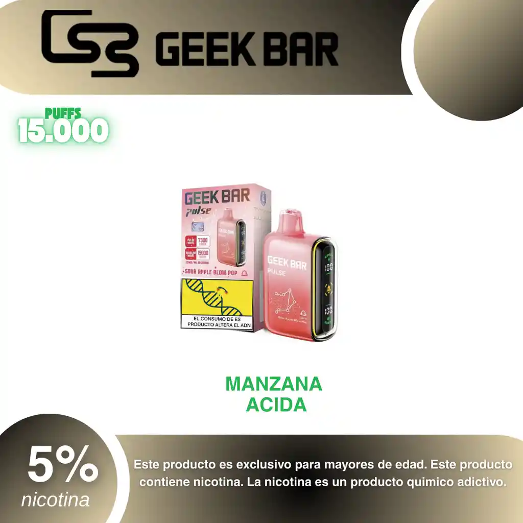 Vape Geek Bar Pulse 15.000, Sour Apple B Pop