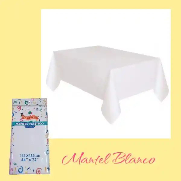 Mantel En Plástico Blanco Rectangular Reutilizable