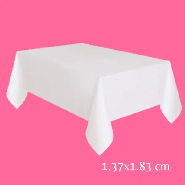 Mantel En Plástico Blanco Rectangular Reutilizable