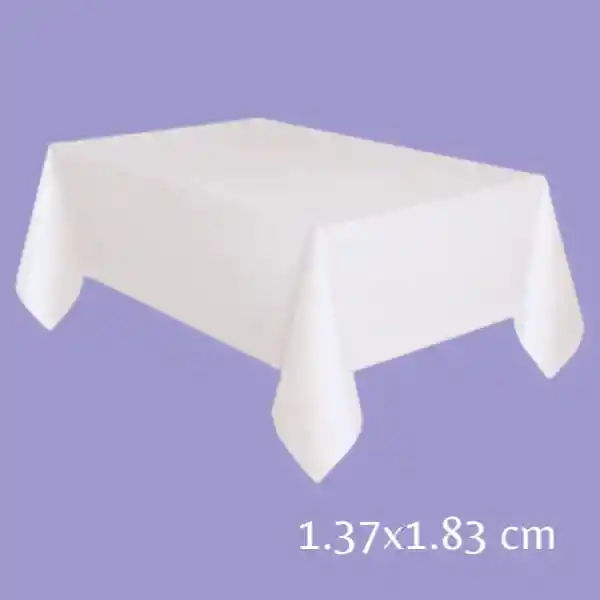 Mantel En Plástico Blanco Rectangular Reutilizable