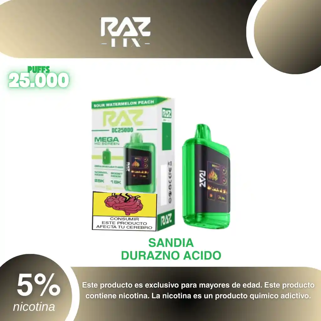 Raz Ltx 25.000 Puffs, Sour Watermelon Peach 5%