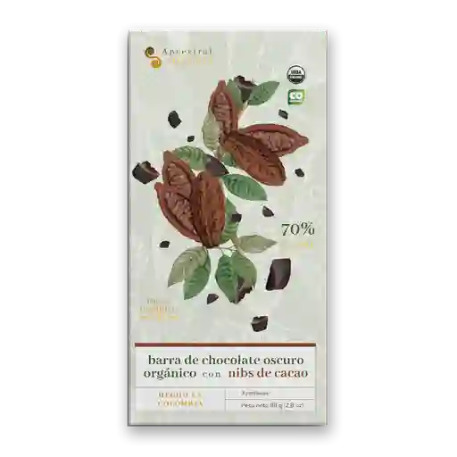 Barra De Chocolate Oscuro Orgánico Con Nibs De Cacao