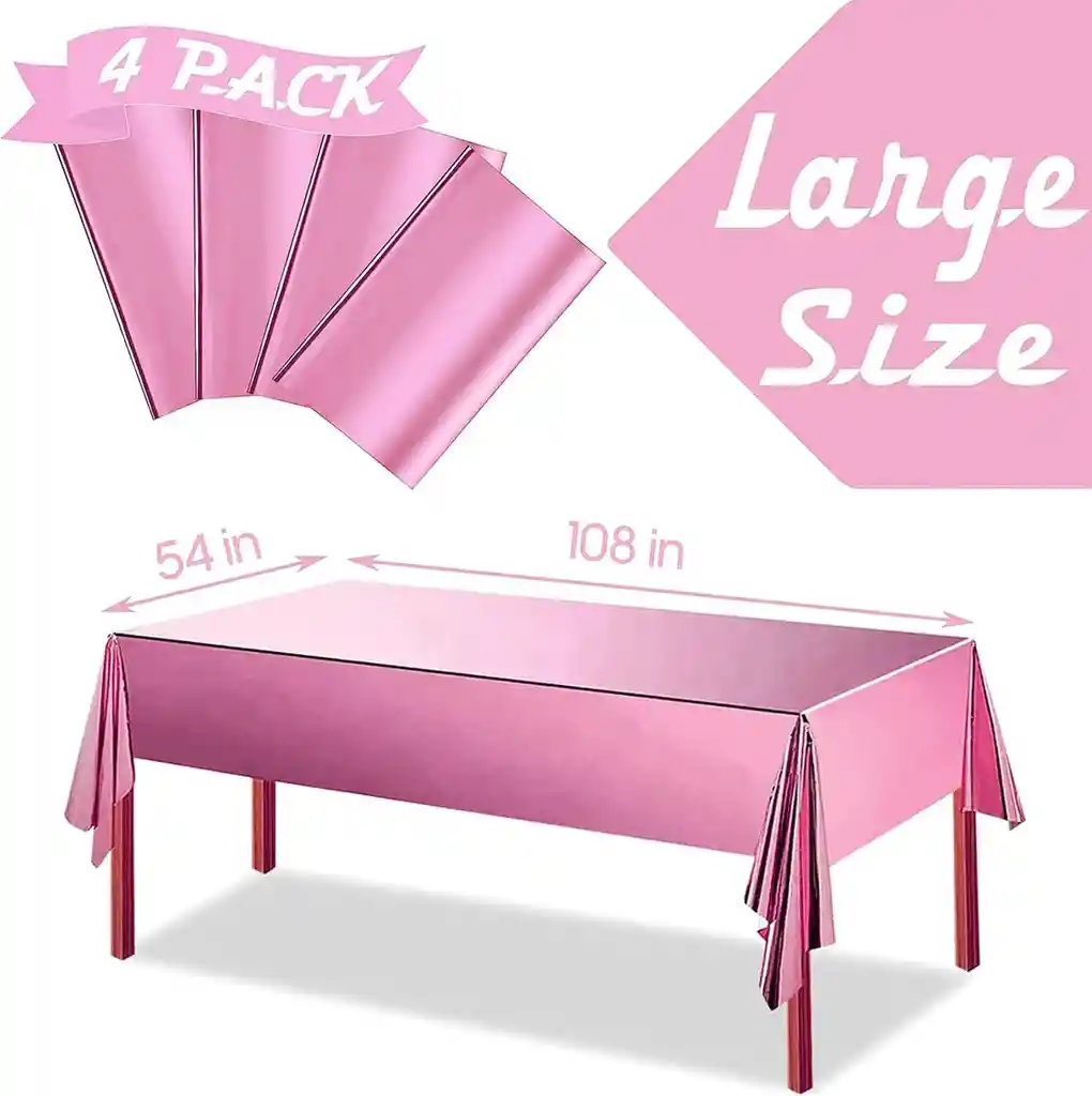 Mantel En Papel Aluminio Rosa Rectangular