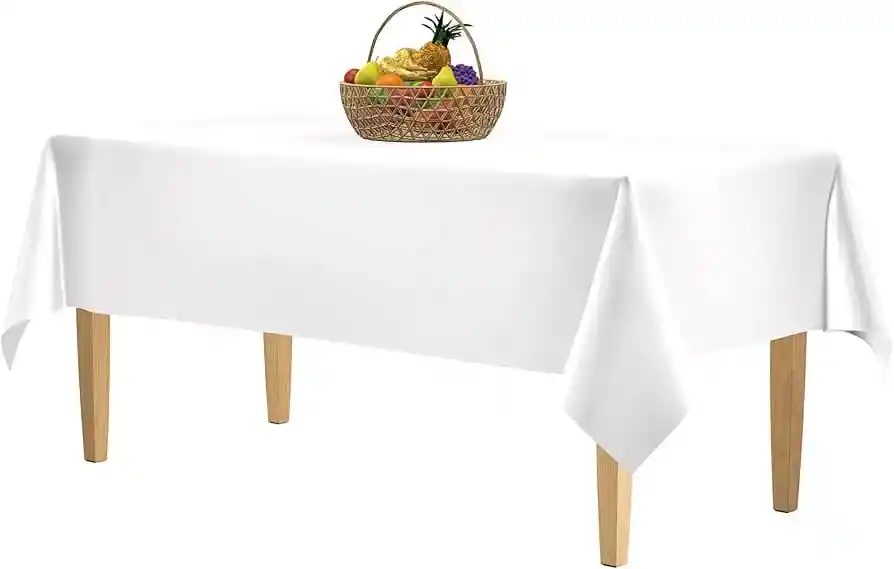 Mantel En Plástico Blanco Rectangular Reutilizable