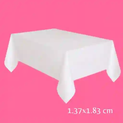 Mantel En Plástico Blanco Rectangular Reutilizable