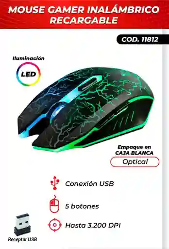 Mouse Gamer Inalámbrico Recargable
