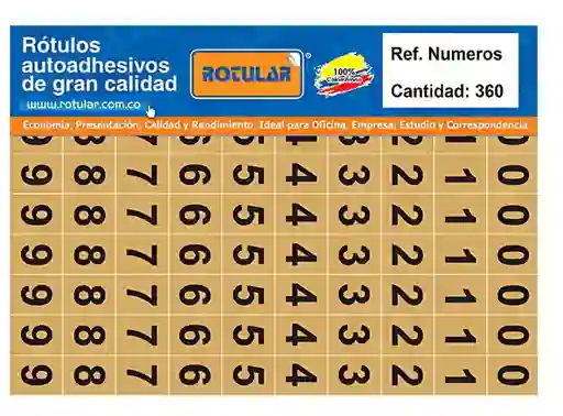 Rótulo Adhesivo Número Dorado – Pack De 360 Unidades