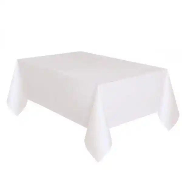 Mantel En Plástico Blanco Rectangular Reutilizable