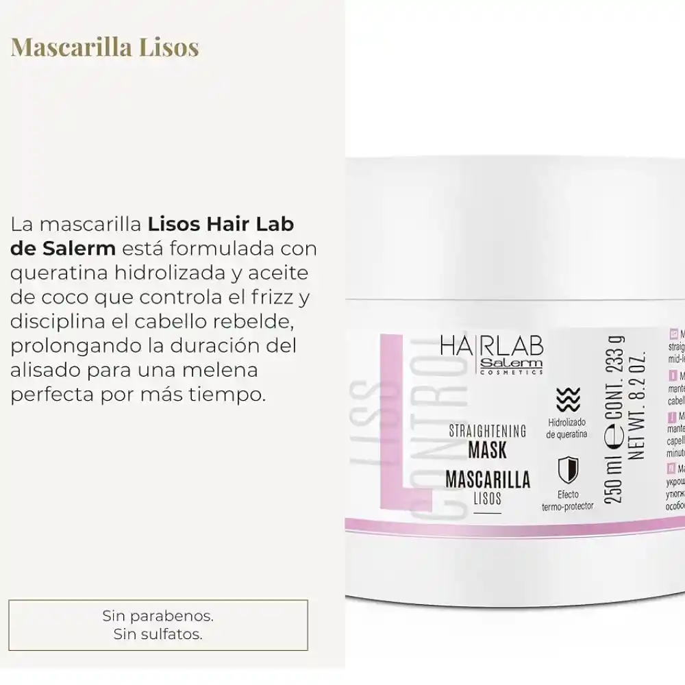 Mascarilla Straightening Lisos Salerm Hairlab 1000 - Ml