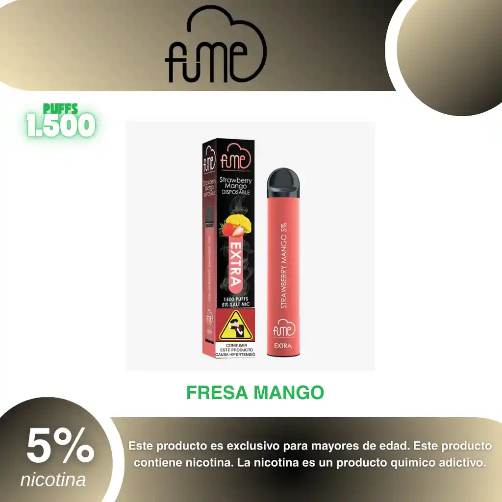 Vape Fum3 Extra 1.500, Strawberry Mango