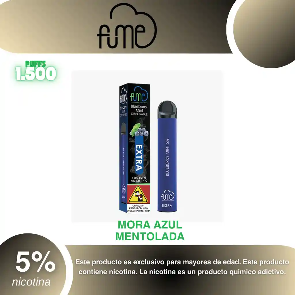 Fum3 Extra 1.500 Pufs, Blueberry Mint 5%