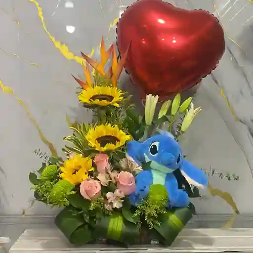 Arreglo Ramo Con Peluche Y Globo