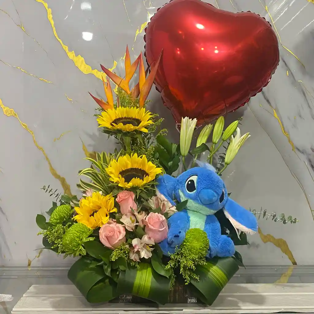 Arreglo Ramo Con Peluche Y Globo