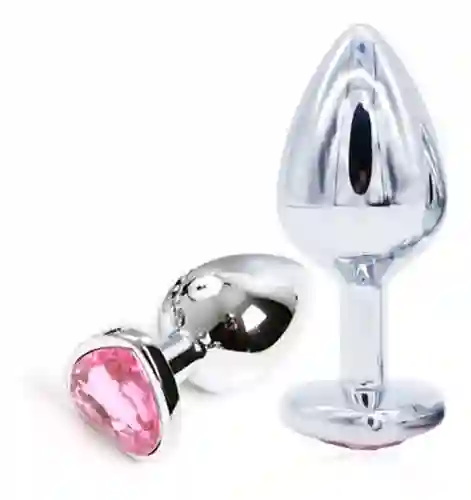 Plug Anal Talla M Acostumbrador Corazón Metálico Joya Rosa