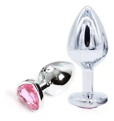 Plug Anal Talla M Acostumbrador Corazón Metálico Joya Rosa