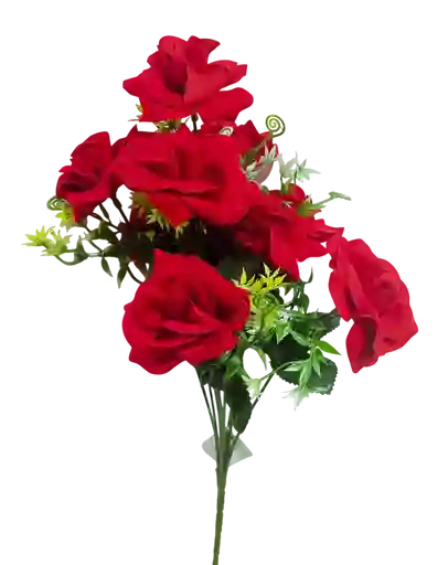 Ramo Arreglo Bouquet De 7 Flores Artificiales Rojas