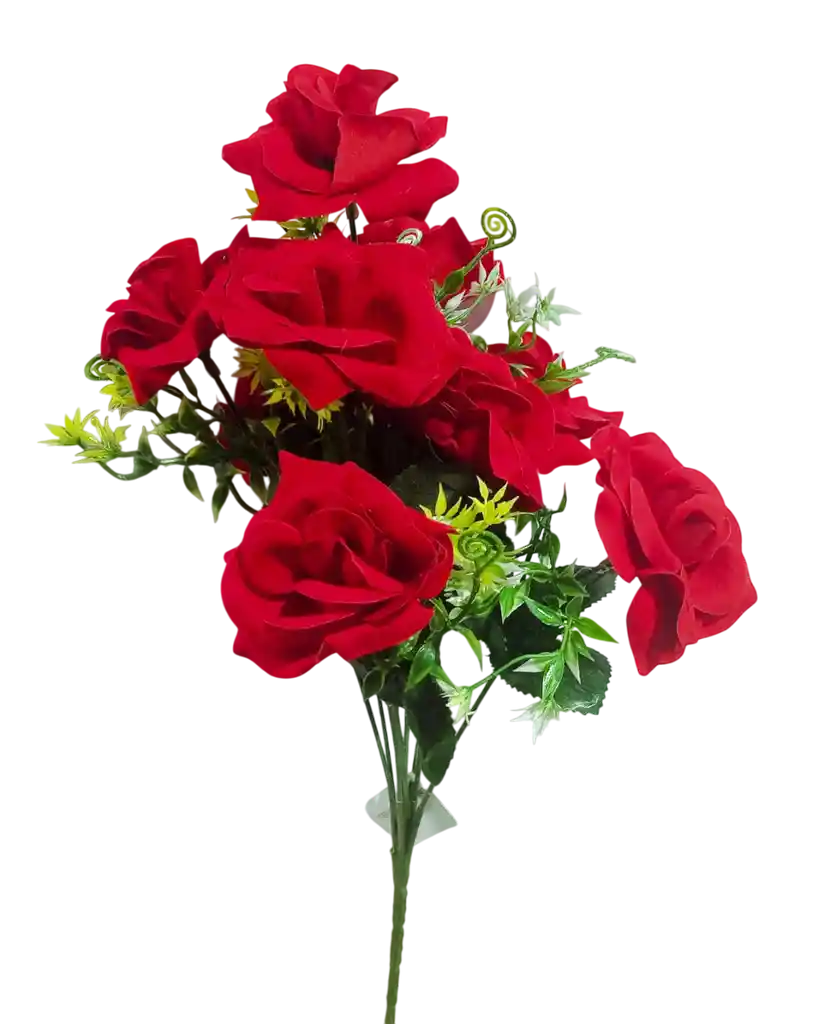 Ramo Arreglo Bouquet De 7 Flores Artificiales Rojas