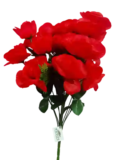 Ramo Arreglo Bouquet De 18 Flores Artificiales Rojas