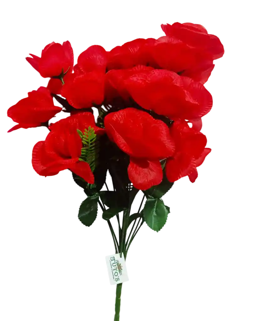 Ramo Arreglo Bouquet De 18 Flores Artificiales Rojas