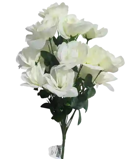 Ramo Arreglo Bouquet De 18 Flores Artificiales Blancas