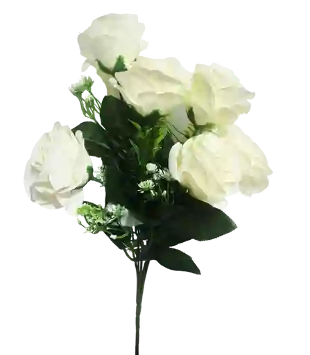Ramo Arreglo Bouquet De 7 Flores Artificiales Blancas