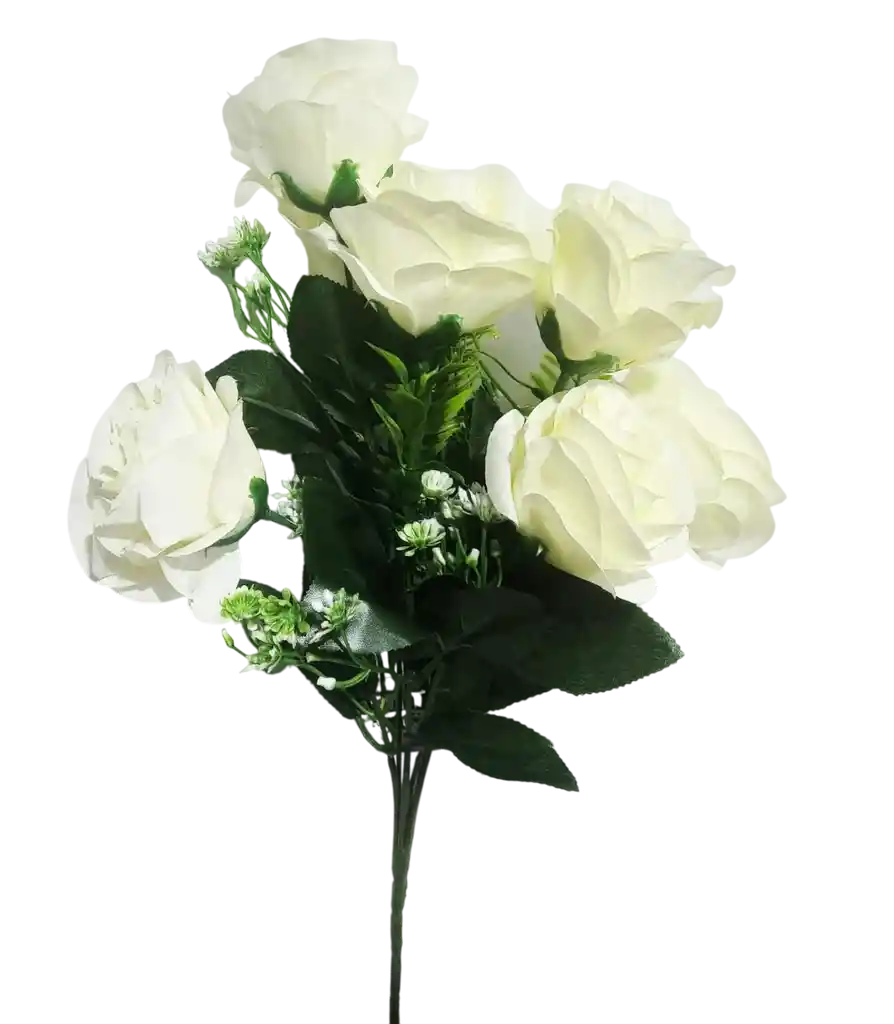 Ramo Arreglo Bouquet De 7 Flores Artificiales Blancas