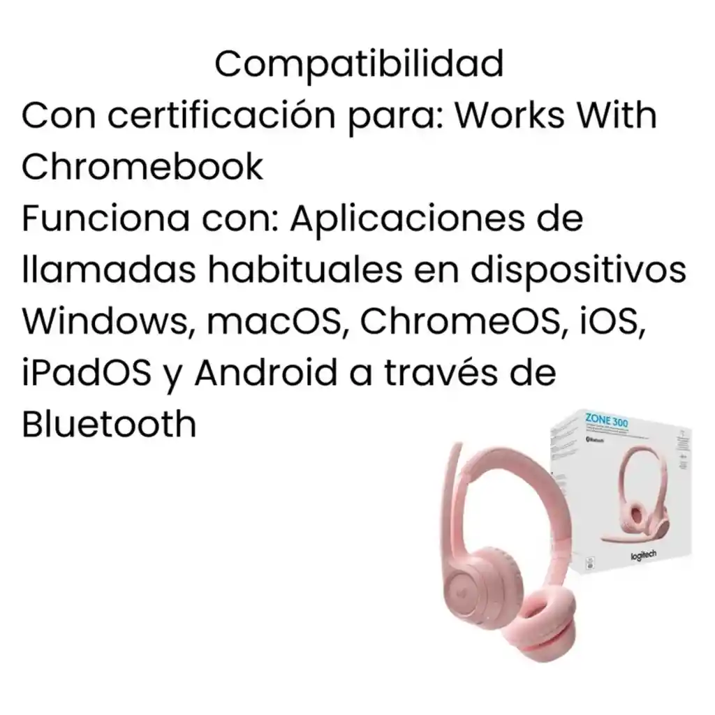 Auriculares Inalámbricos Logitech Premium Zone 300 Color Rosado