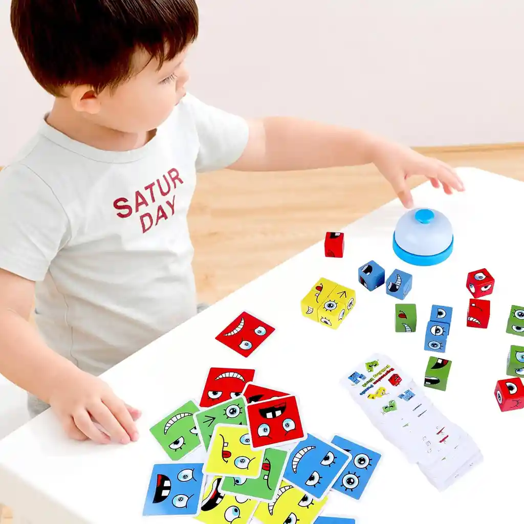 Juego Cubo Rubik Caritas Puzzle Face Cambio De Emociones Estructura Multicolor