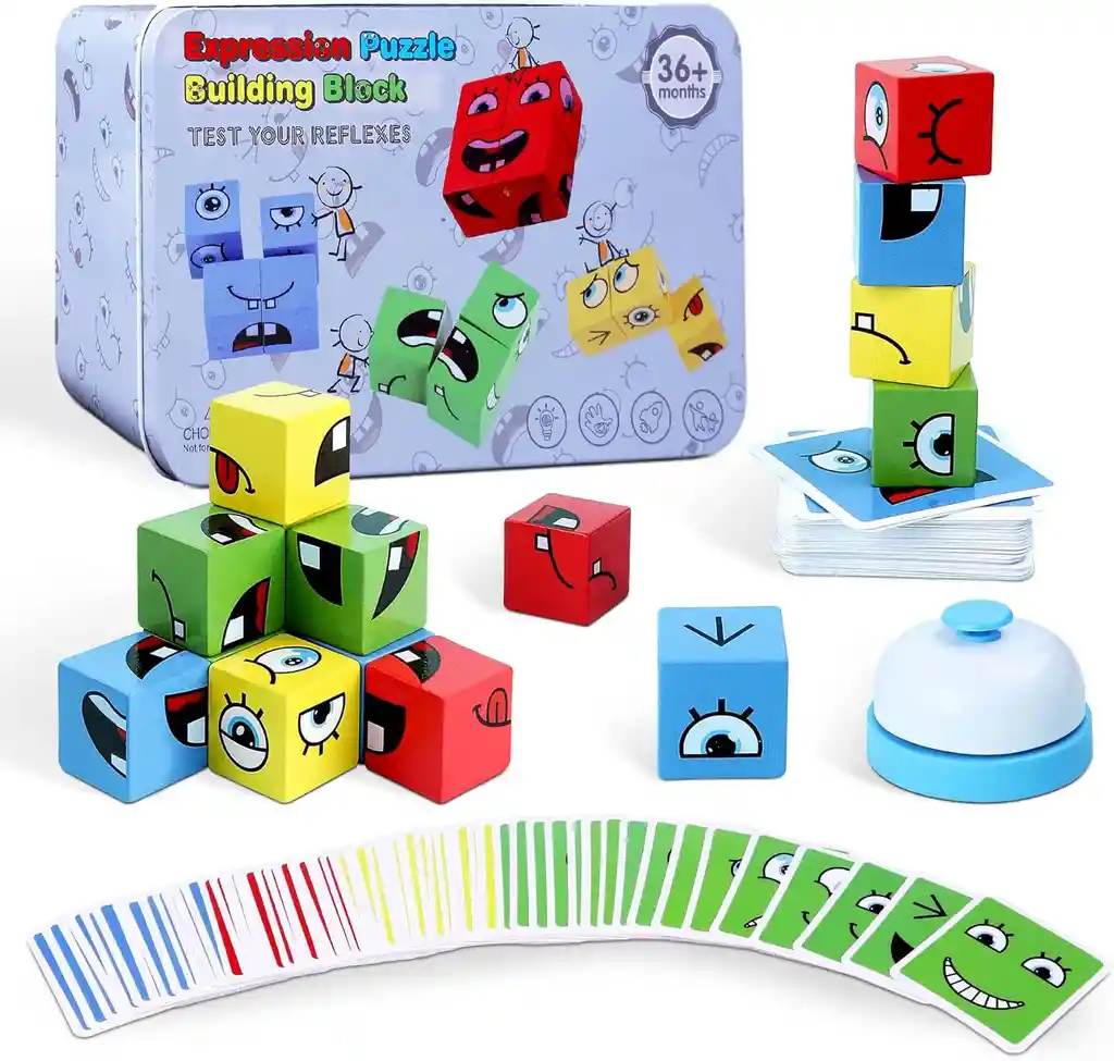 Juego Cubo Rubik Caritas Puzzle Face Cambio De Emociones Estructura Multicolor