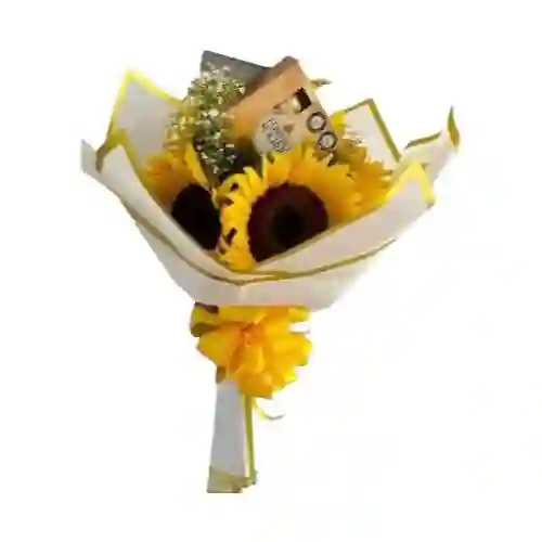 Bouquet De 4 Girasoles Y Chocolates