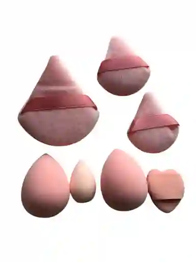Esponjas De Maquillaje Kit 7 Piezas Rosadas