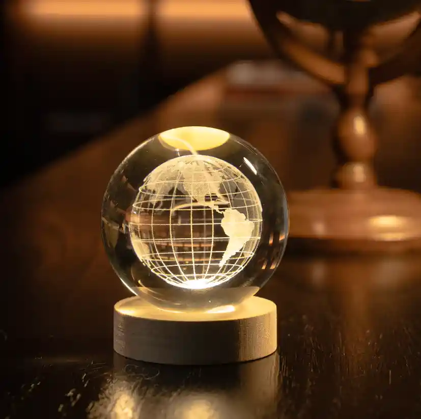 Lámpara Esfera De Cristal Planeta Tierra