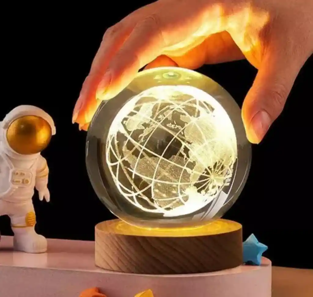 Lámpara Esfera De Cristal Planeta Tierra