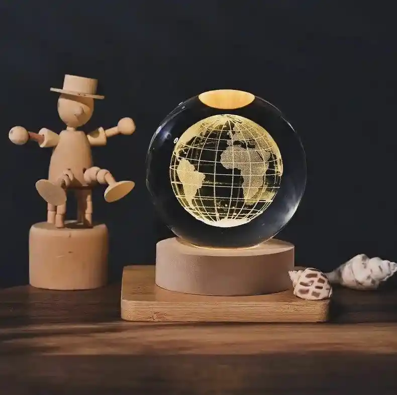 Lámpara Esfera De Cristal Planeta Tierra