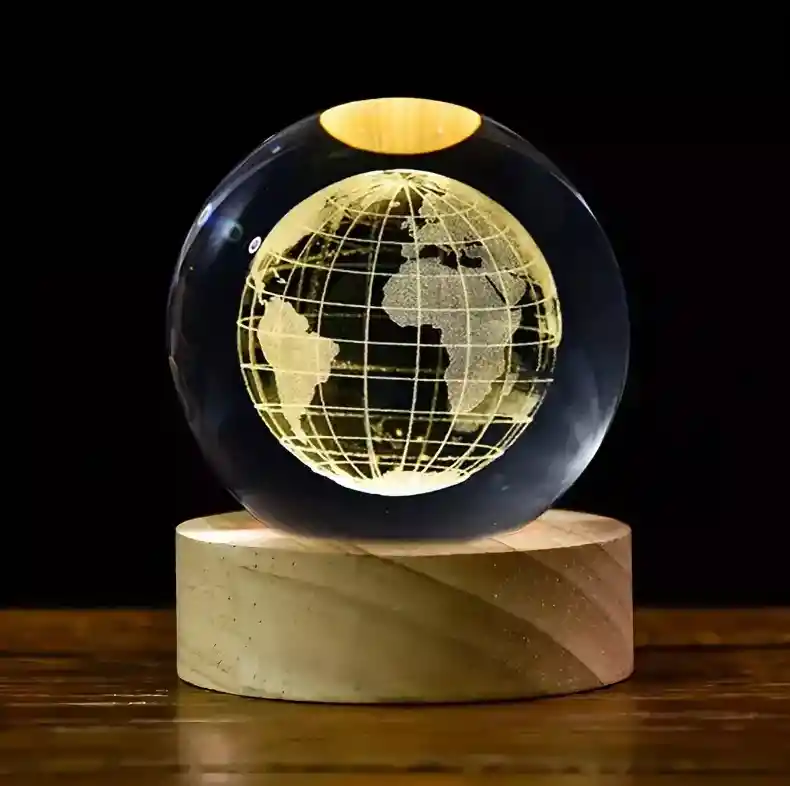 Lámpara Esfera De Cristal Planeta Tierra